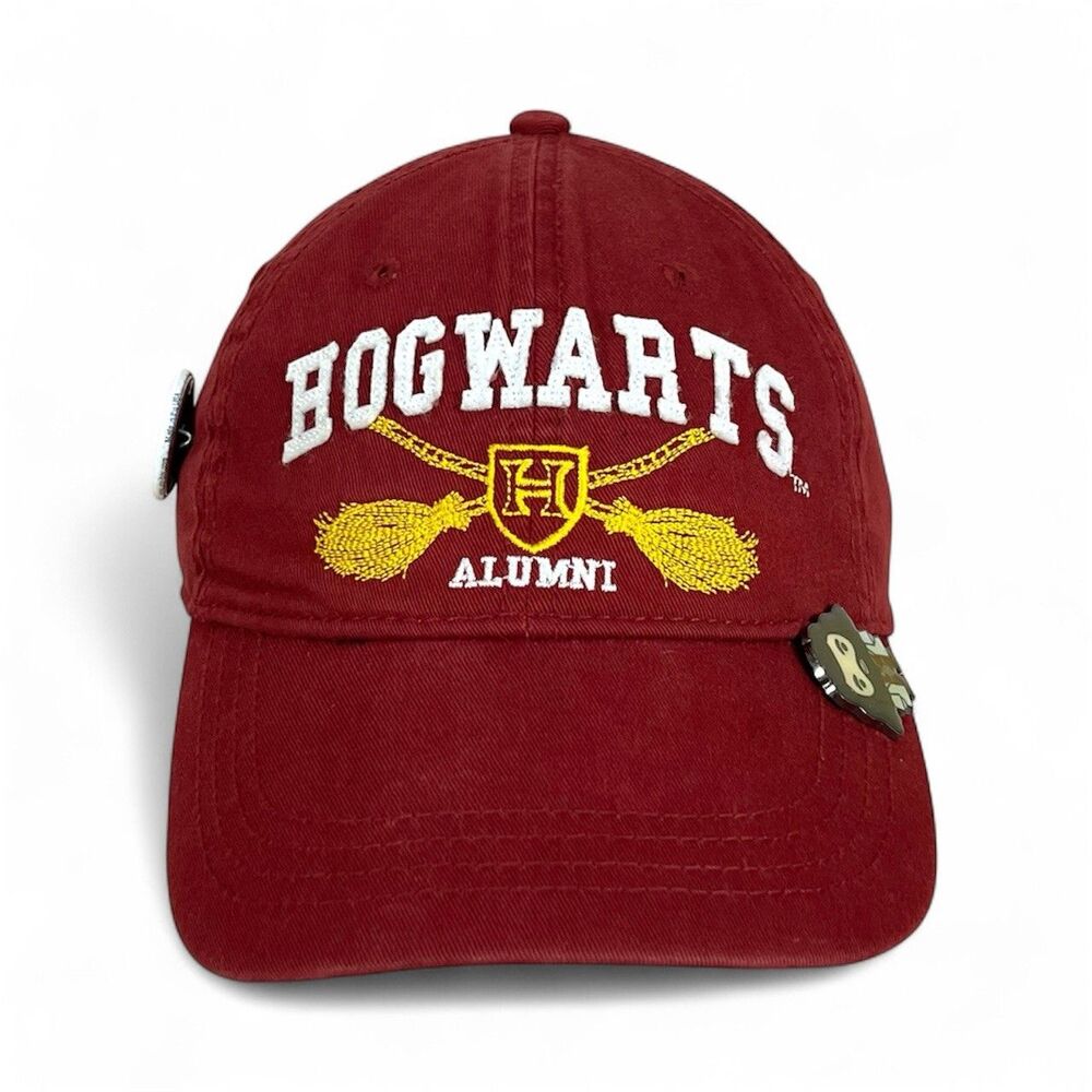 Harry Potter HOGWARTS Alumni Hat with Pins Adult Strapback Cap Adjustable Maroon